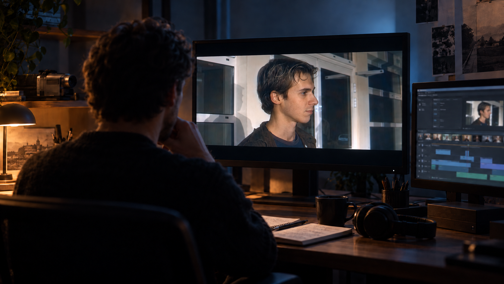 Un auteur travaille dans une station de montage personnelle sur un extrait de son film de 2005 revalorisé